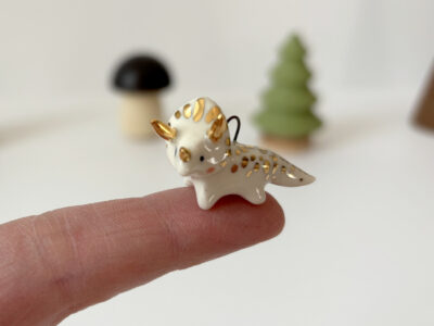 Ceramics & Gold Triceratops Pendant - Image 3