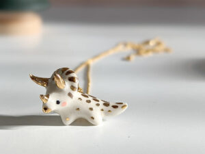 porcelain pendant cute triceratops kness dinosaur