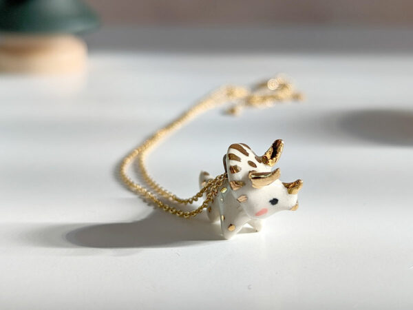 porcelain pendant cute triceratops kness dinosaur