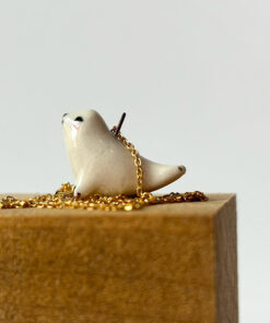 baby seal pendant in white porcelain