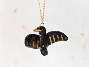 porcelain raven pendant