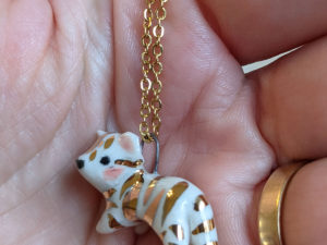 porcelain gold tiger pendant