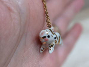 porcelain gold tiger pendant