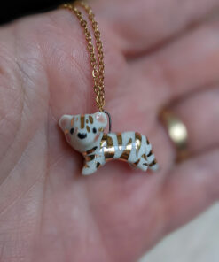 porcelain gold tiger pendant