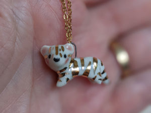 porcelain gold tiger pendant