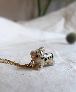 porcelain gold tiger pendant