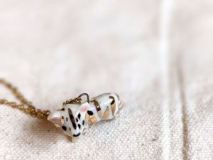 porcelain gold tiger pendant