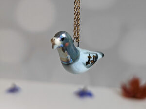 porcelain pigeon pendant