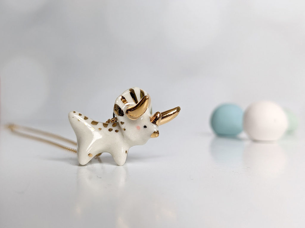 porcelain pendant triceratops