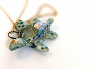 handmade porcelain turtle pendant