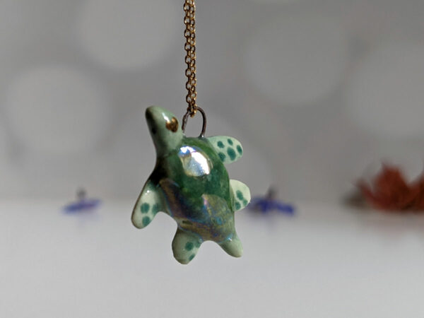 handmade porcelain turtle pendant