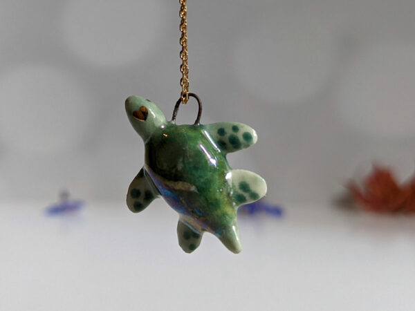 handmade porcelain turtle pendant