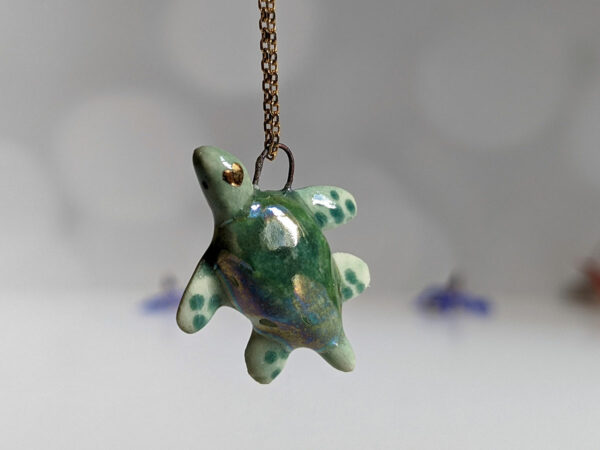 handmade porcelain turtle pendant