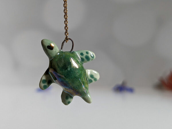 handmade porcelain turtle pendant