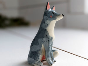 grey wolf figurine porcelain