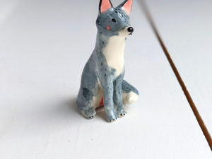 grey wolf figurine porcelain