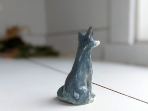 grey wolf figurine porcelain