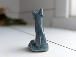 grey wolf figurine porcelain