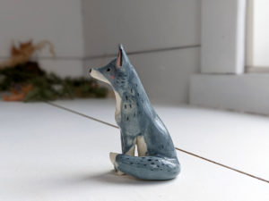 grey wolf figurine porcelain