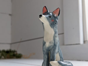 grey wolf figurine porcelain