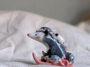 opossum mom porcelain