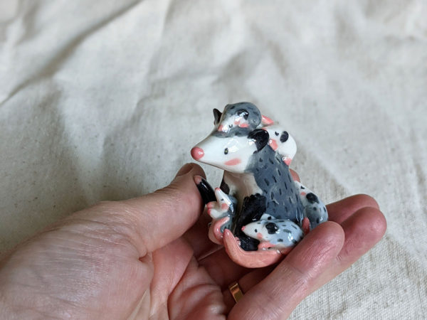 opossum mom porcelain