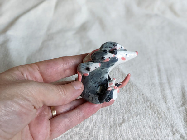 opossum mom porcelain