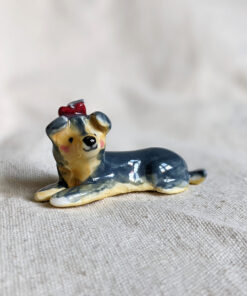 Yorkie bow porcelain figurine