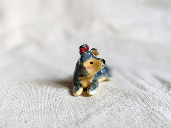 Yorkie bow porcelain figurine