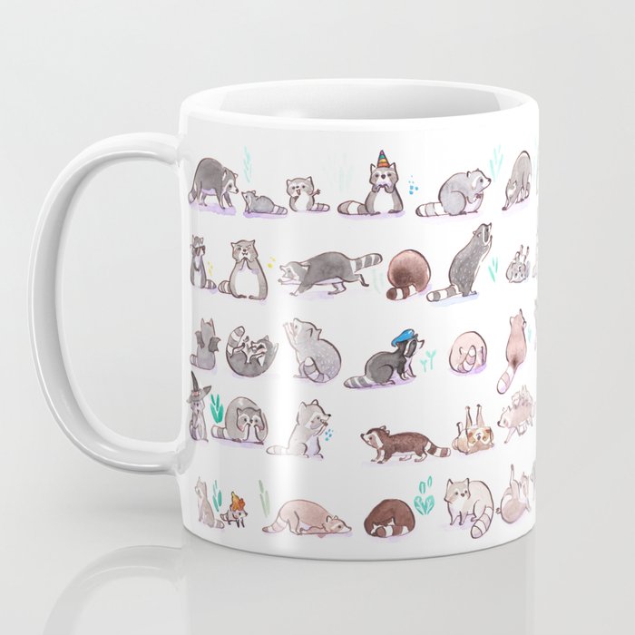 Raccoon drawing on a mug