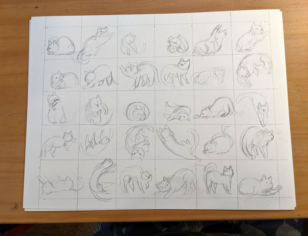 Crayonnés des portraits de chats