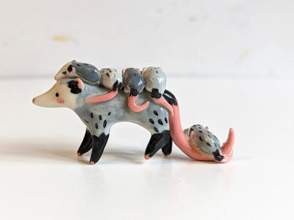 opossum family figurine porcelain cute