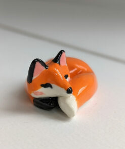 Cute ceramic red fox figurine