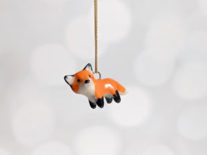 ceramic jewelry red fox pendant