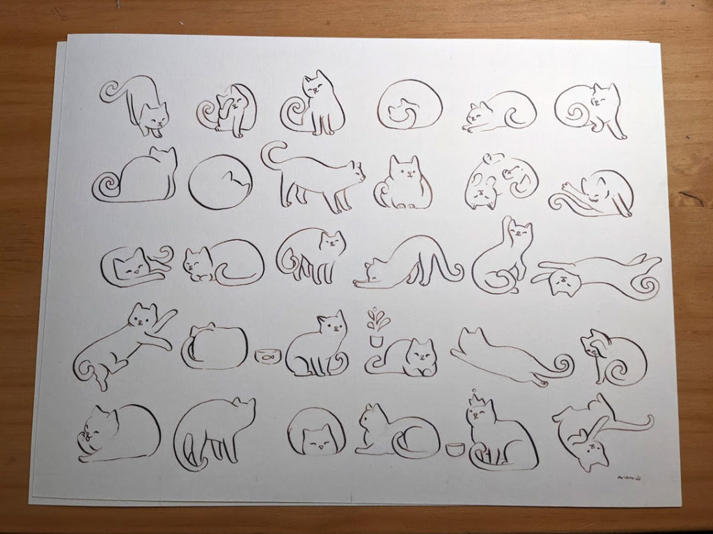 inked cat pattern
