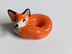 ceramics red fox figurine