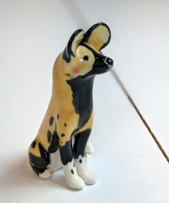 Porcelain Painted Dog - Sitting