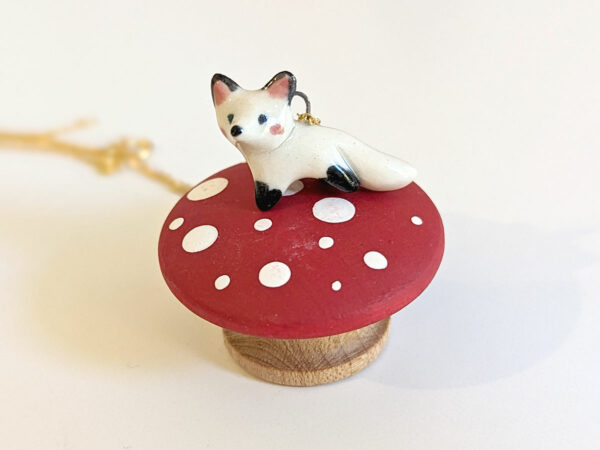 arctic fox porcelain pendant