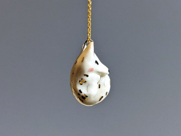 arctic fox porcelain pendant