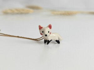 arctic fox porcelain pendant