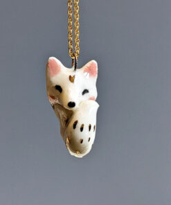arctic fox porcelain pendant