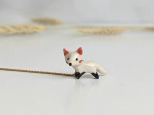 arctic fox porcelain pendant