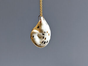 arctic fox porcelain pendant