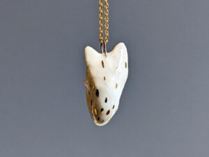 arctic fox porcelain pendant