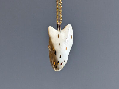 arctic fox porcelain pendant