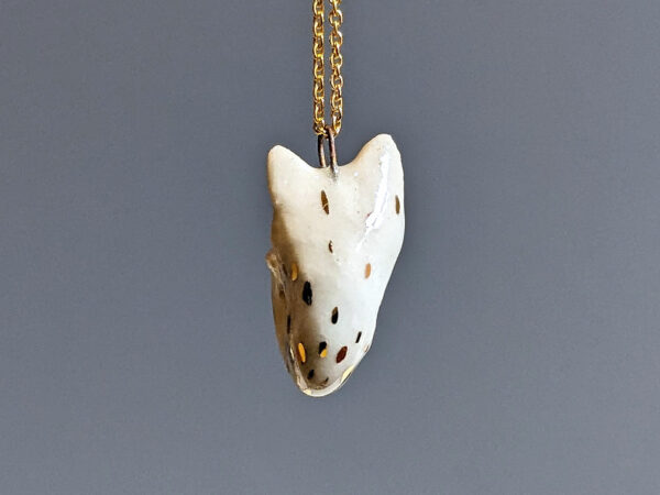 arctic fox porcelain pendant