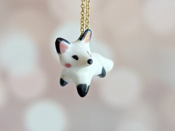 arctic fox porcelain pendant
