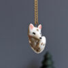 arctic fox porcelain pendant