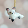 arctic fox porcelain pendant