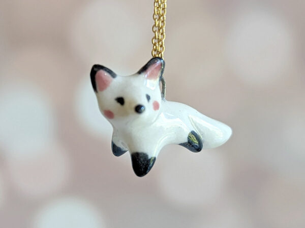 arctic fox porcelain pendant
